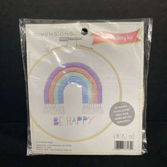 Dimensions Embroidery Kit Be Happy Rainbow with Hoop #72-76182 - Picture 1 of 3